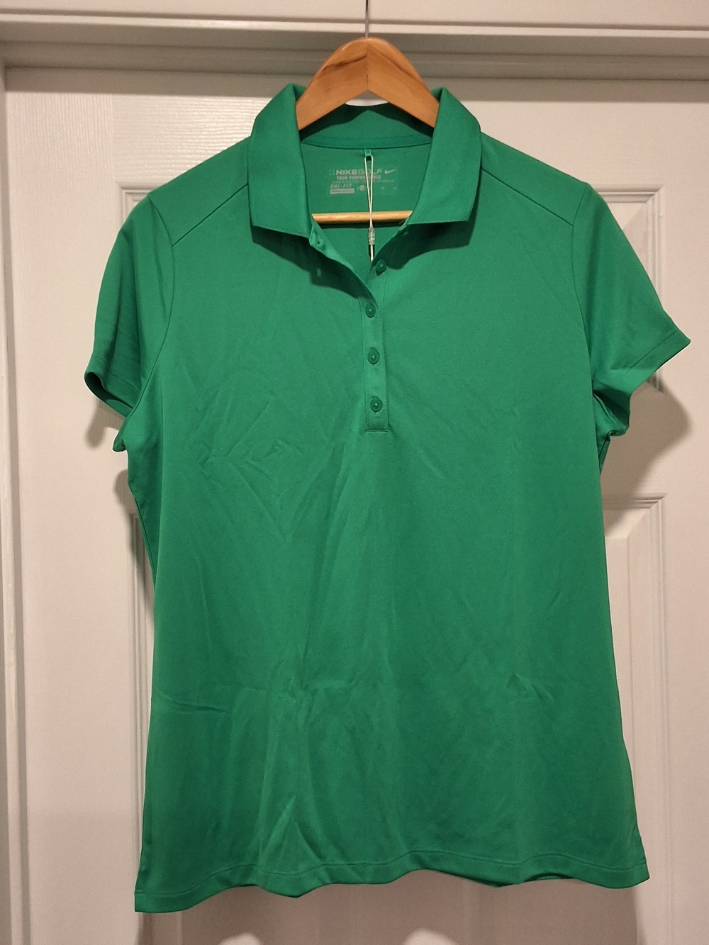 Nike Women's Green Short-Sleeve Polo Button-Down Shirt